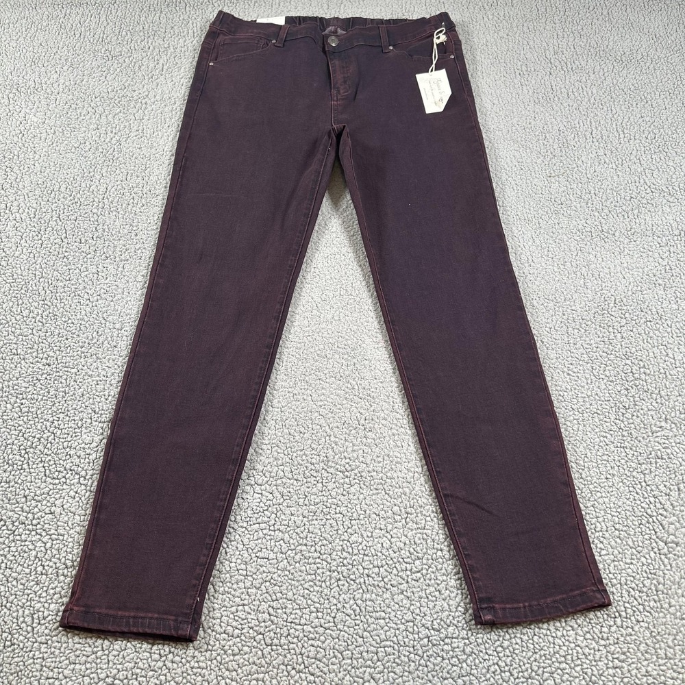 Grace & Lace Jeans Womens XL Red Dark Wash Mid‎ Rise Skinny Stretch Denim